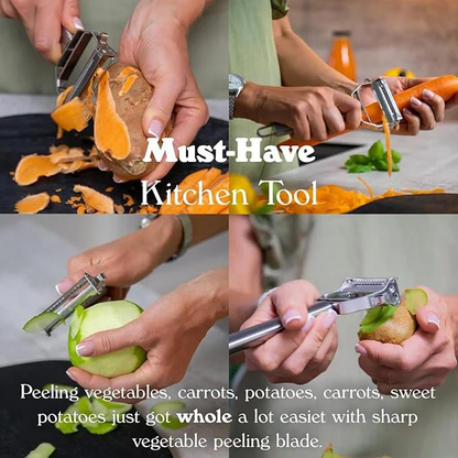 3 in 1 Stainless Peeler | Sharp Blades, Anti-Rust | For Quick, Clean Prep